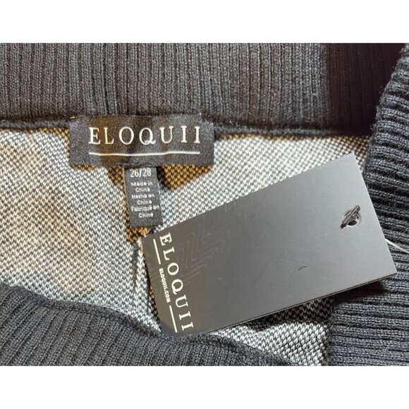 Eloquii +3X Black White Plaid Stretch Ribbed Waist Crop Wide Leg Sweater Pants - Picture 6 of 6